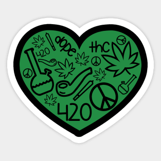 420 Green Heart Sticker